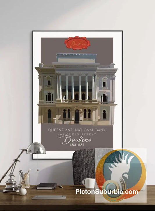 Brisbane CBD: Queensland National Bank 1881-1885. Art print - Physical good