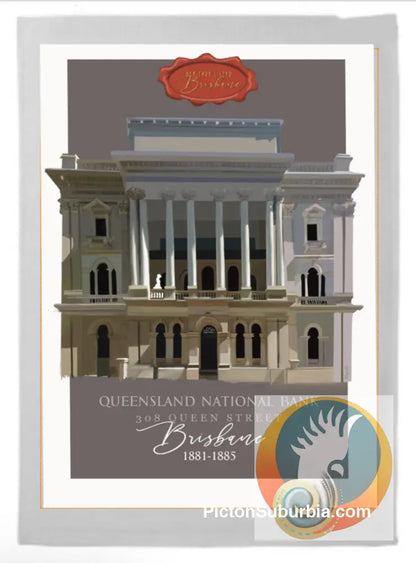Brisbane CBD: Queensland National Bank Queen Street Tea Towel - Tea Towel