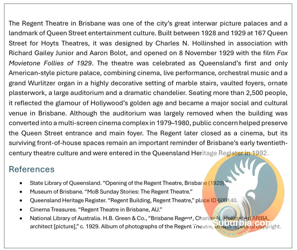 Regent Theatre 1928-29: Brisbane CBD - Greeting Cards Pack / Set of 5 - Physical good