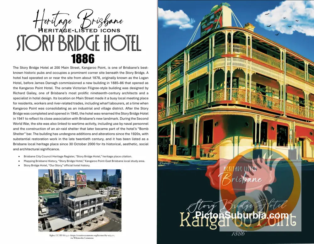 Story Bridge Hotel: Kangaroo Point: - Greeting Card Pack / Set of 5 - greeting Card