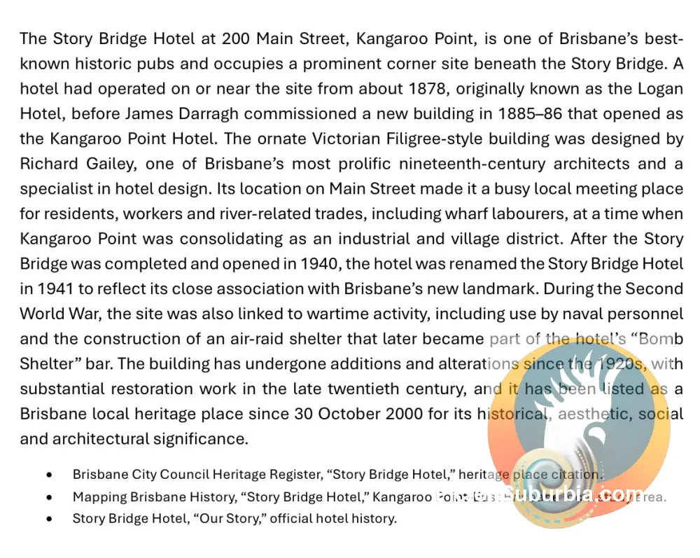 Story Bridge Hotel: Kangaroo Point: - Greeting Card Pack / Set of 5 - greeting Card