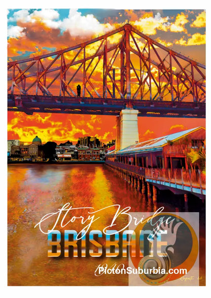 Story Bridge: Kangaroo Point -Tea Towel - Tea Towel