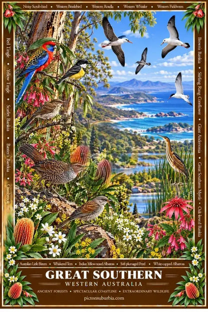 Australiana Tea Towel: Western Australia-Great Southern - Cotton/Linen Blend - Tea Towel
