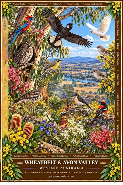 Australiana Tea Towel: Western Australia-Wheatbelt & Avon Valley - Cotton/Linen Blend - Tea Towel