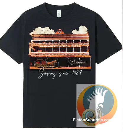 Transcontinental Hotel: 1889: Brisbane CBD - Tee - Black / M - T-shirt