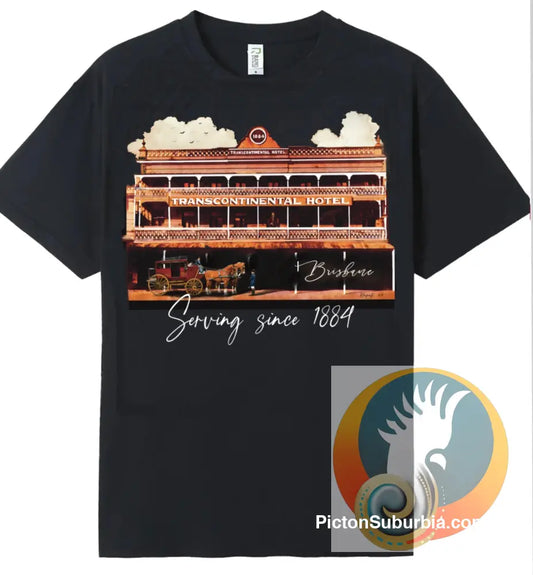 Transcontinental Hotel: 1889: Brisbane CBD - Tee - Black / M - T-shirt