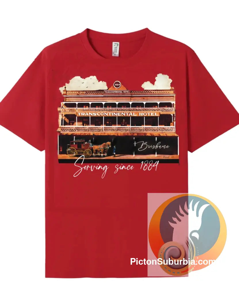 Transcontinental Hotel: 1889: Brisbane CBD - Tee - Red / M - T-shirt