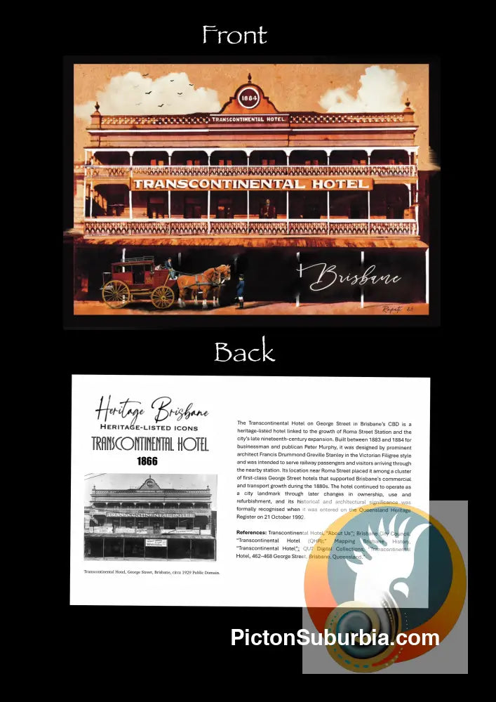 Transcontinental Hotel: Brisbane CBD - Greeting card Pack / Set of 5 - Physical good