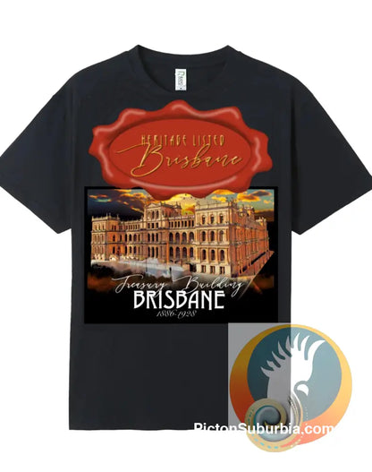 Treasury Building: Brisbane CBD -Tee - Black / S - T-shirt