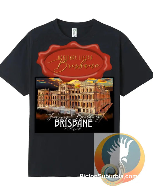 Treasury Building: Brisbane CBD -Tee - Black / S - T-shirt