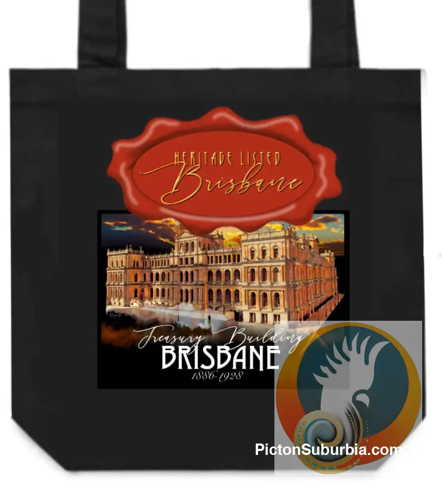 Treasury Building: Brisbane CBD -Tote - Black - ToteBag