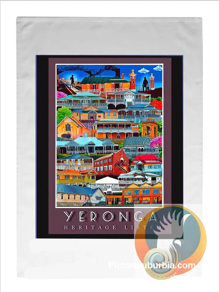 Yeronga Heritage Listed (Maroon Border) Tea Towel - Physical good