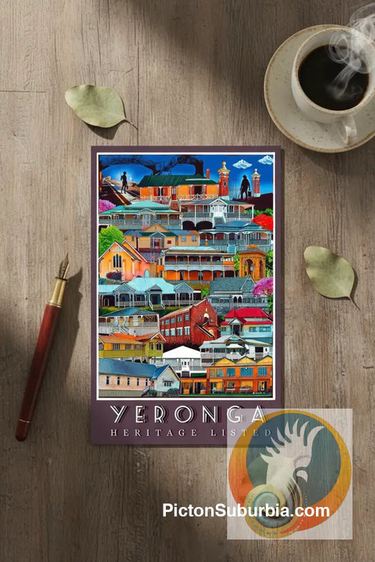 Yeronga: Heritage Listed Postcard Maroon Border / Set of 5 / A6 or A5 / Physical good