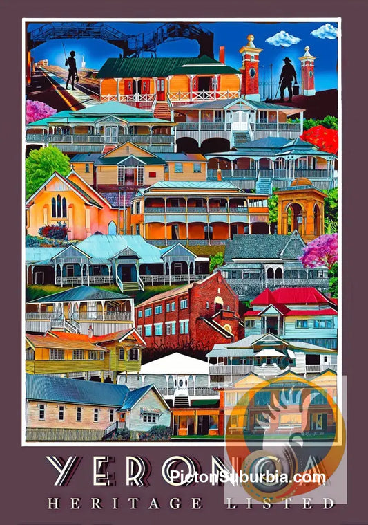 Yeronga: Heritage Listed Art Print (Maroon Border) - Physical good